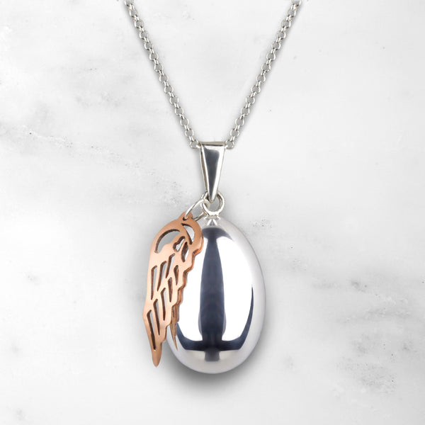 Egg Pregnancy Necklace With Angel's Wing